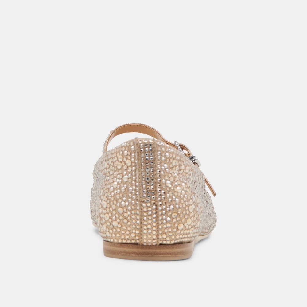 DOLCE VITA REYES CRYSTAL BALLET FLATS IN LIGHT GOLD 8.5 - Picture 6 of 12